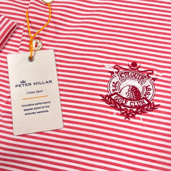 NEW Peter Millar Polo Shirt Large Striped Crown Sport County Louth Golf Ireland - Picture 9 of 12